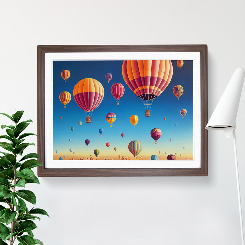 Hot Air Balloons - Single Picture Frame Print, 46cm H x 64cm W x 2cm D, Walnut Framed