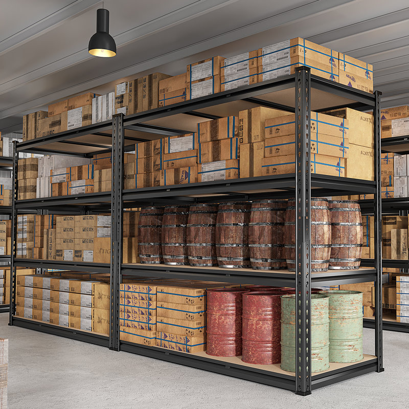 Alue 48"W Storage Shelves, Heavy Duty, Industrial, Adjustable Metal Garage Shelving Unit, 4-Tiers 60" H x 48" W x 24" D