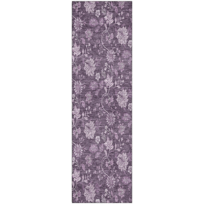 Premium Machine Washable Prisco Plum Rug, Runner 2'3" x 7'6"