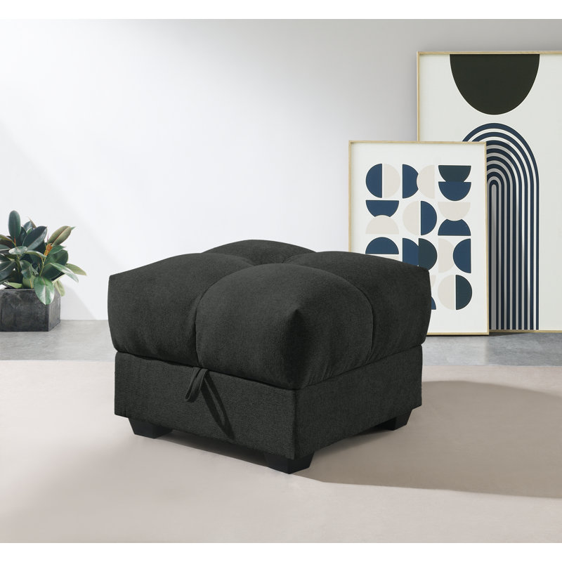 Ajada 69cm Wide Square Ottoman with Storage, Dark Grey