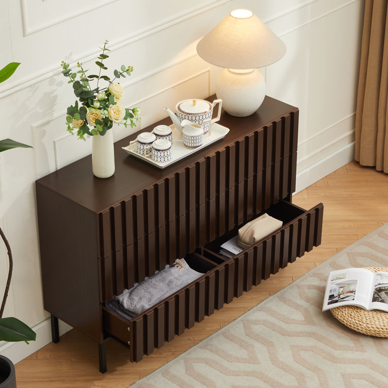 Commode double 6 tiroirs l 43,3 po, Noyer