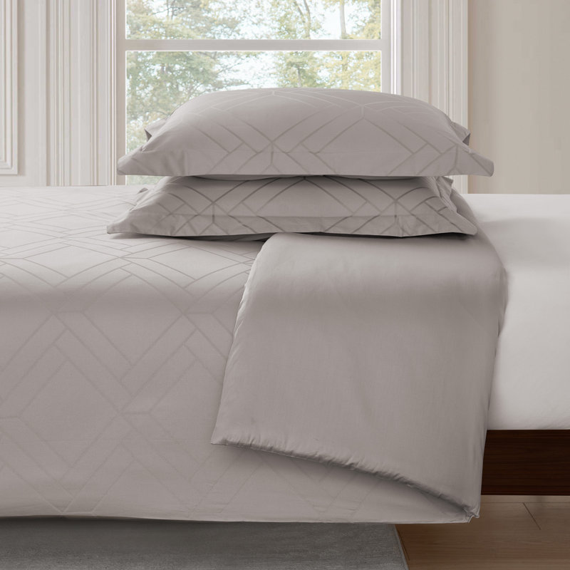 Ensemble de housse de couette jacquard en coton taupe 3 pièces DESIGN STU DVD Hayward