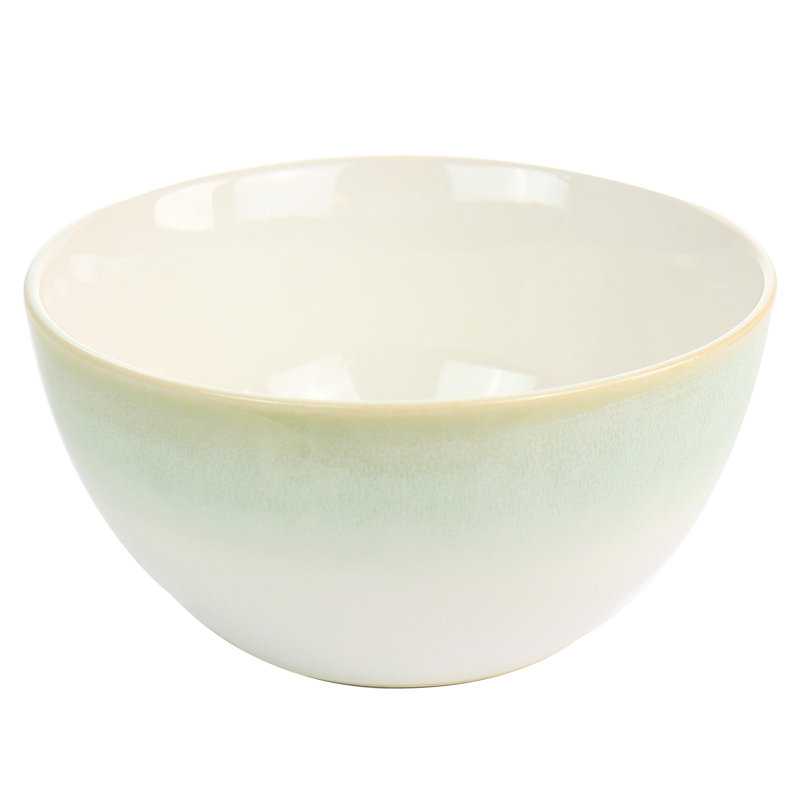Green and White Ceramic 12-Piece Dinnerware Set, Service for 4