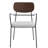 Modern Upholstered Dining Chair With Curved Wood Back, Armrest And Metal Base