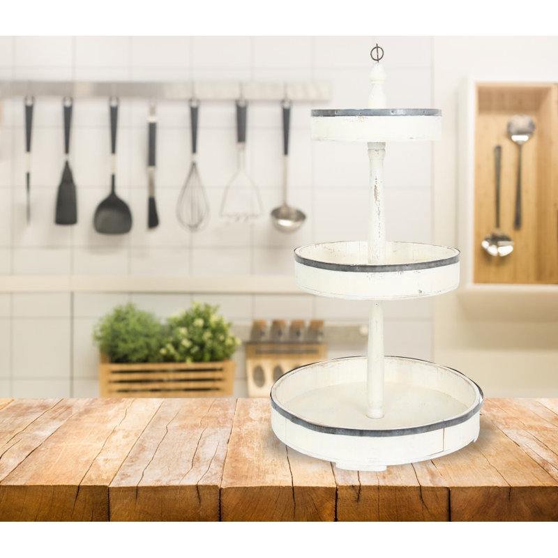 Wood Tiered Stand, Off-White