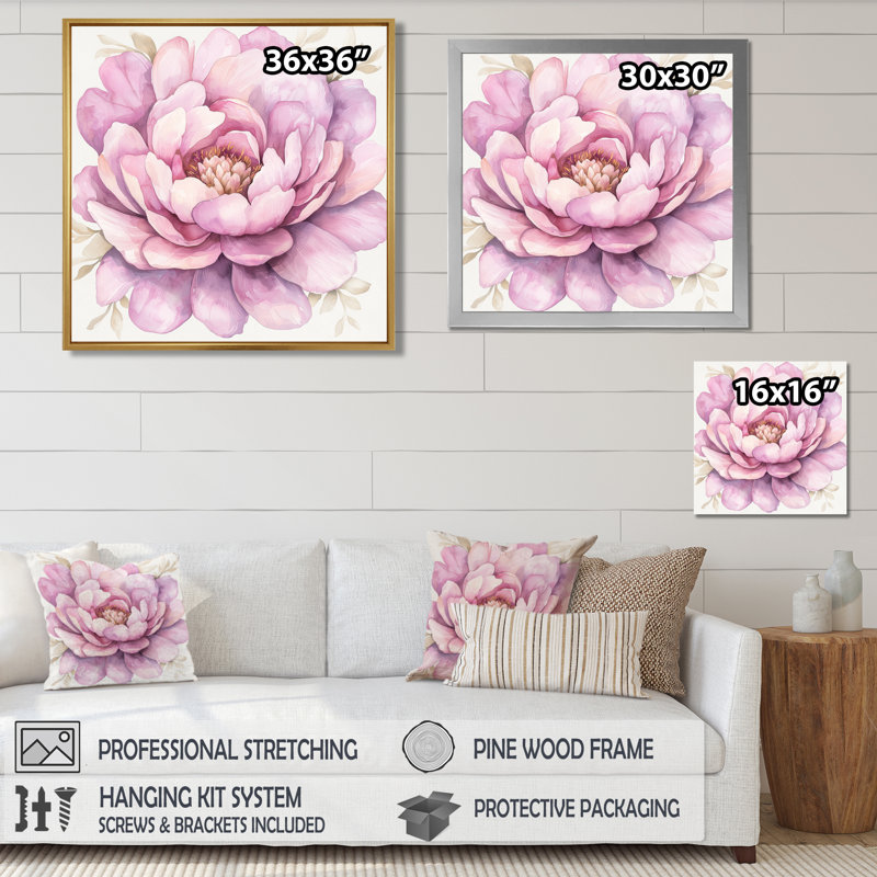 Lessman - Floral Wall Art, Single Picture Framed Print, Black, 16" H x 16" W