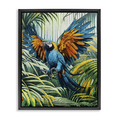 Parrot in Flight Floater Canvas Wall Art by Karen Smith