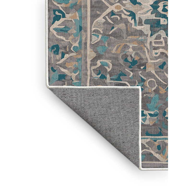 Machine Washable Green Area Rug, Square 5'