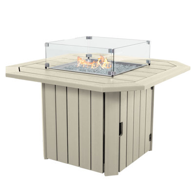 Table de foyer d'extérieur en polyrésine au propane avec couvercle Strella H 24 po x l 40 po