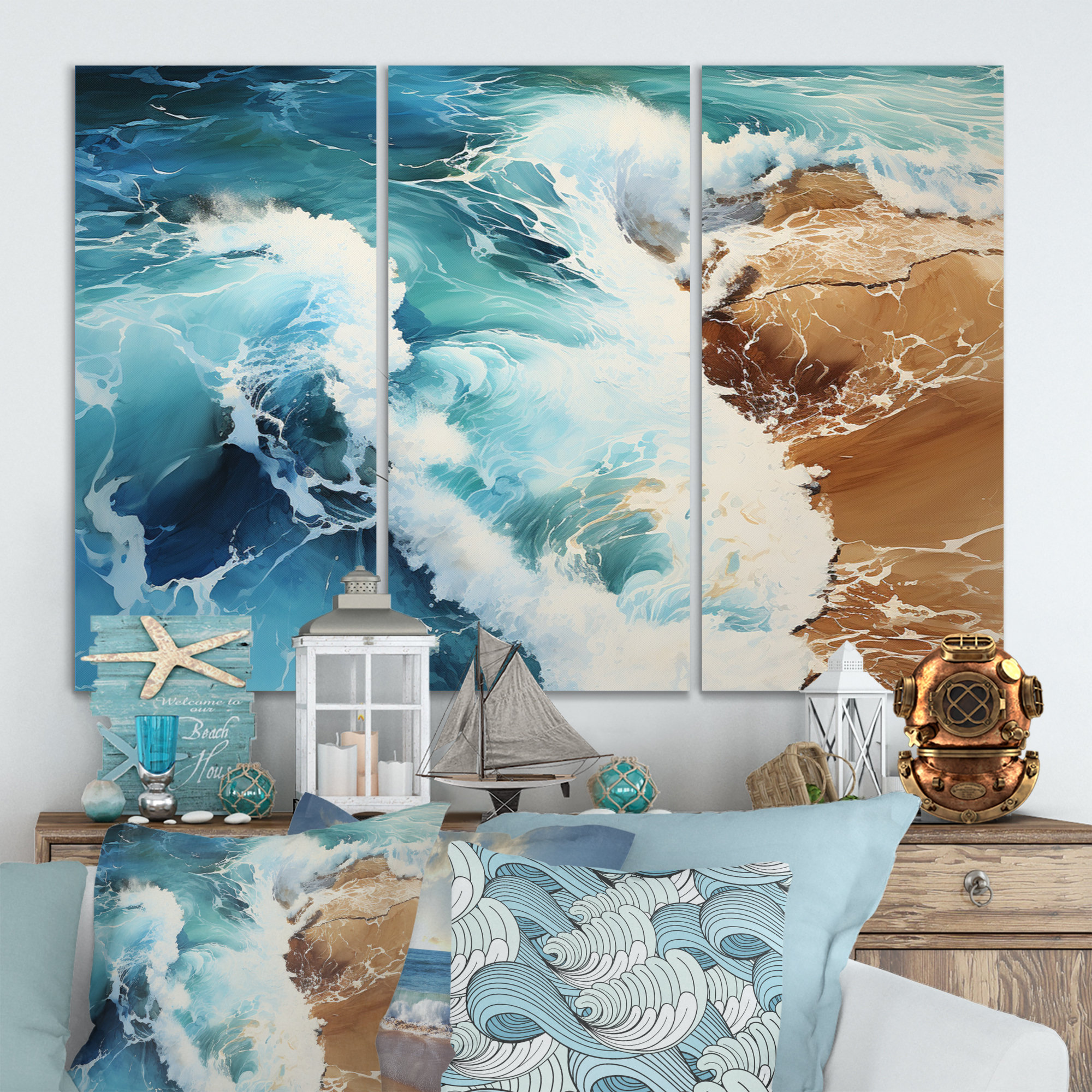Design Art Beach Photo Seaside Reflections X - Nautical & Beach Metal ...