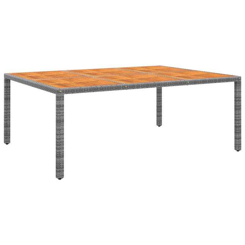 Garden Rattan/Steel/Wooden Dining Table, Grey, 75 x 200 x 150cm