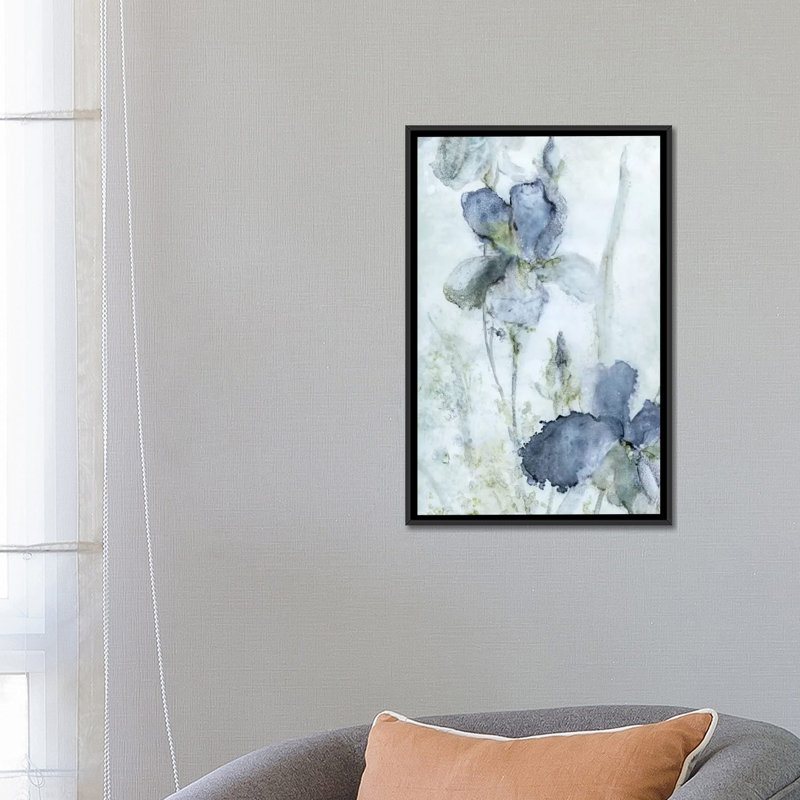 «Morning Iris», reproduction sur toile tendue, H 26 po x l 18 po x P 1,5 po, Toile avec cadre noir, Pas de tapis