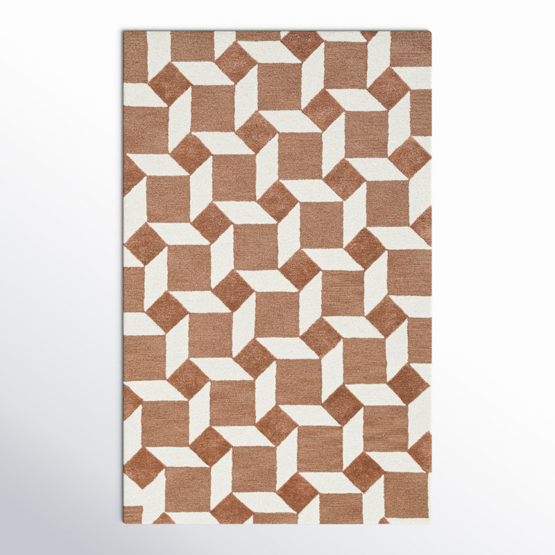Retro Chic Brown and White Wool 5' x 8' Area Rug