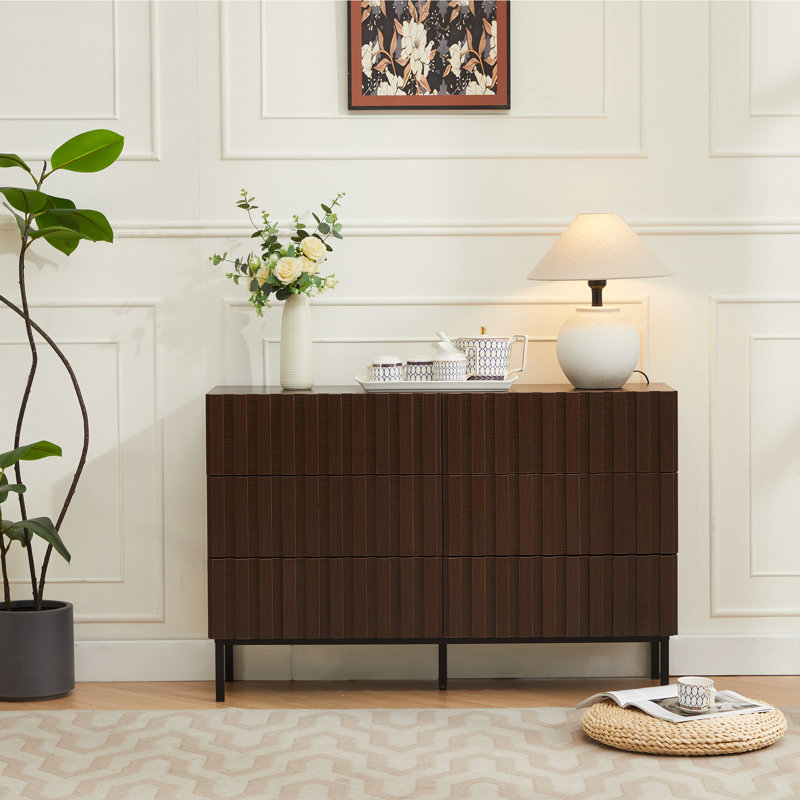 Commode double 6 tiroirs l 43,3 po, Noyer
