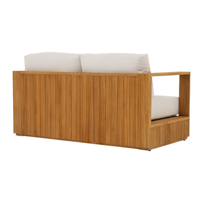 Teak Wood Outdoor Loveseat Sofa with Cushions