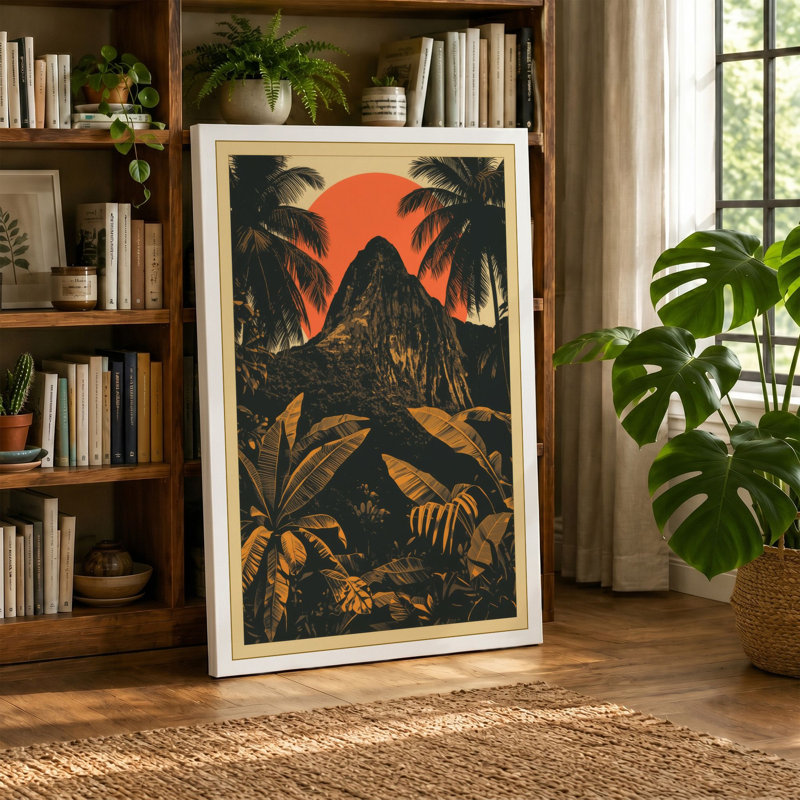 Sunset Tropical - Wrapped Canvas, 36x24 - 91.4 x 61.0 cm, Cream Border