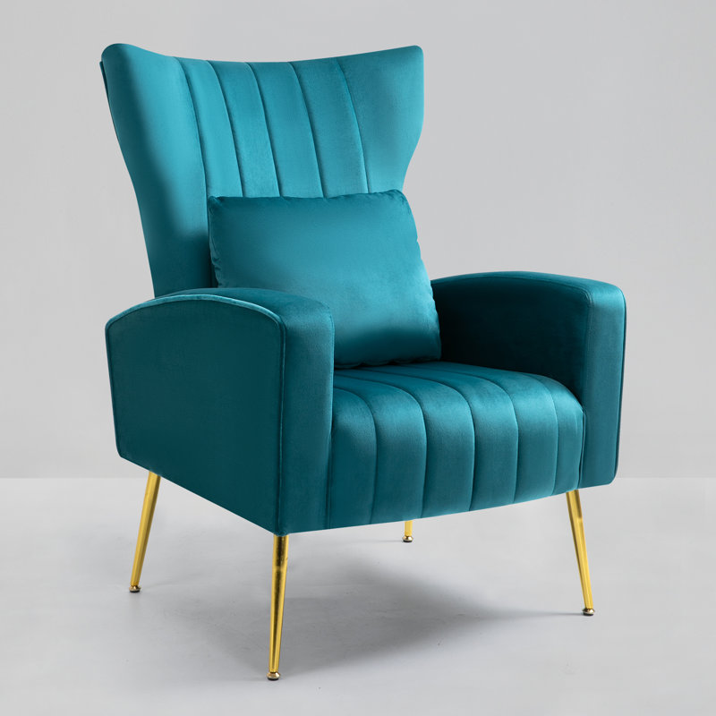 27' ' wide velvet armchair Mahith, Sarcelle
