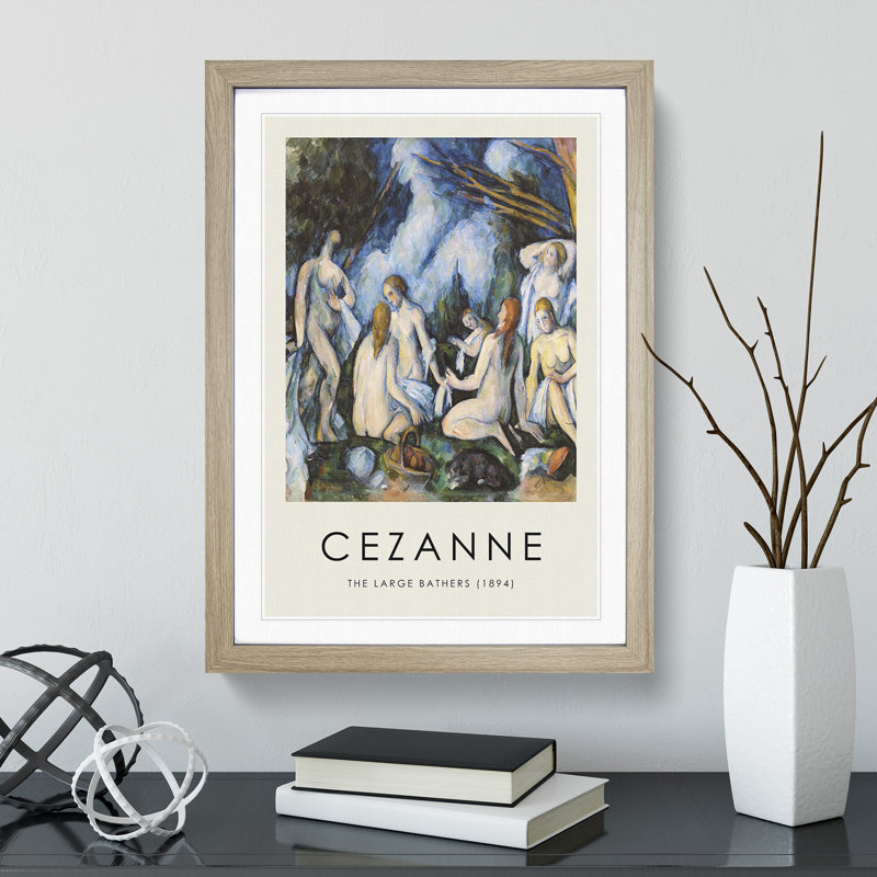 Bathers Vol.7 by Paul Cezanne - Picture Frame Graphic Art, Oak Framed, 48cm H x 36cm W x 2cm D