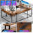 U Shaped Desk, Gaming Desk With Monitor Stand And LED Lights, Reversible Shaped Large Computer Desk With Power Outlets, Office Desk With Storage Bag And Hooks-1931600905