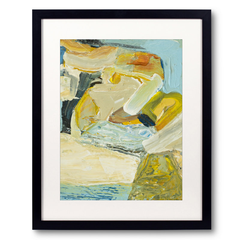 «Above The Sea» par Anne B. Schwartz - Peinture, H 21,25 po x l 17,25 po, Papier avec cadre noir