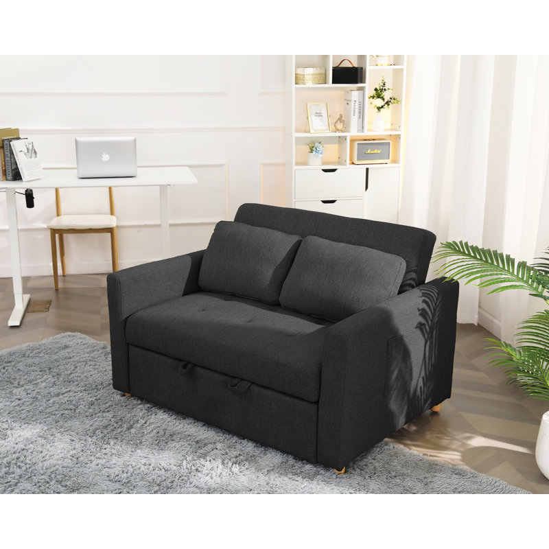 Canapé-lit inclinable de 48,8 po de largeur, Noir, noir, noir, noir