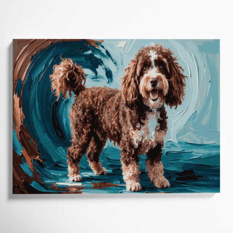 «Dogs Barbet», art mural sur toile noire, H 11 po x l 14 po