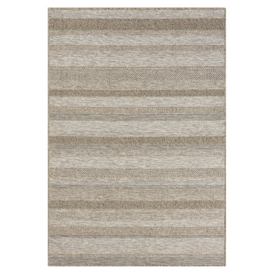 Tapis d'intérieur / extérieur rayé brun clair / brun Hayaan