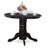 3 Piece Kitchen Table Set Contains a Round Dining Room Table with Pedestal and 2 Black Linen Fabric Upholstered Chairs, Black-504488310-504452758-504452757