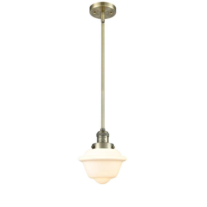 Baptiste 1 - Light Single Pendant, Antique Brass, Matte White Cased, 6 Watt Vinage LED Bulb