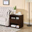 Table de chevet en rotin noyer Mid-Century avec station de charge et bases en bois massif