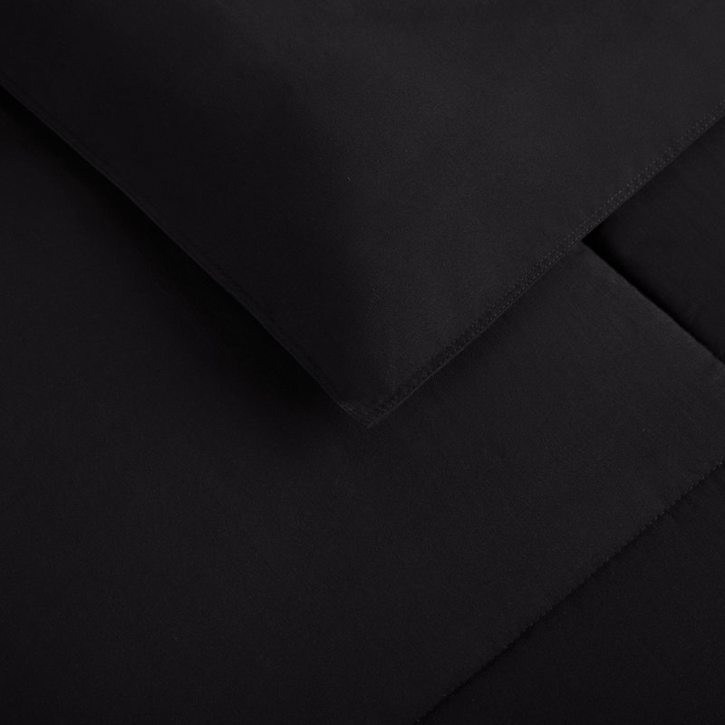 Microfiber 3 Piece Comforter Set, King Comforter + 2 Shams, Black