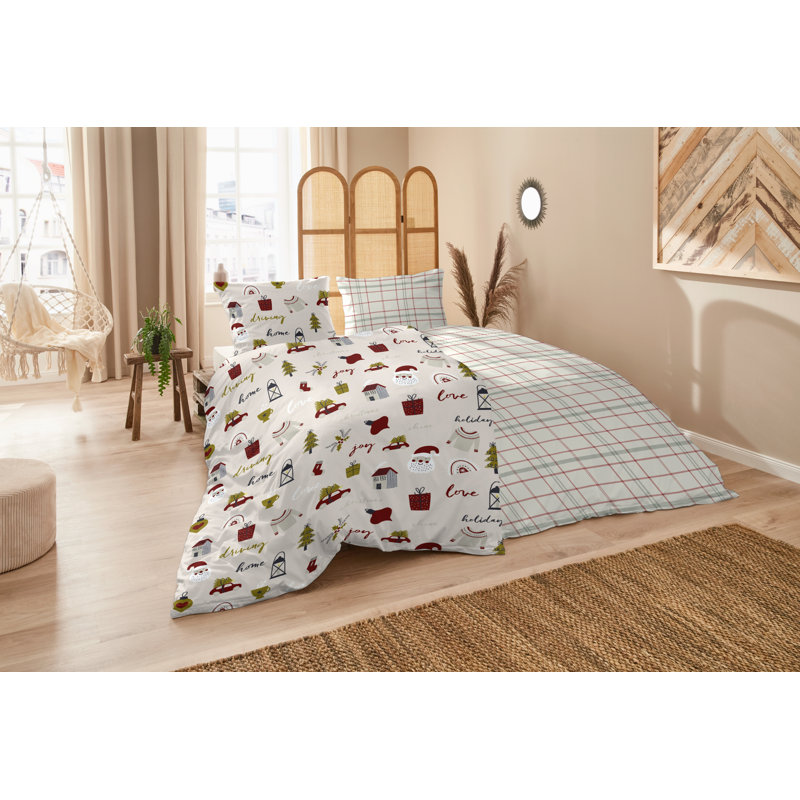 Frode Cotton Block Print Duvet Cover Set with Pillow Shams, Single Duvet Cover + 1 Standard Pillowcase