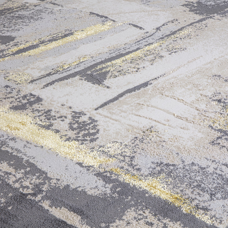 Annabella Metallic Grey/Black/Yellow Rug, Rectangle 240cm x 340cm