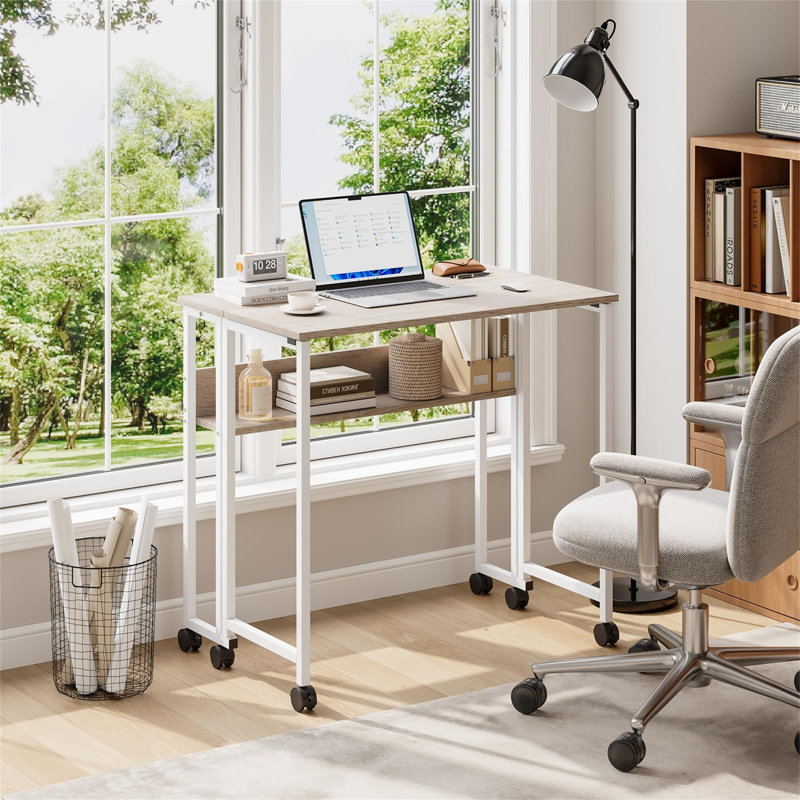 80Cm W Rectangular Computer Desk, Beige/White