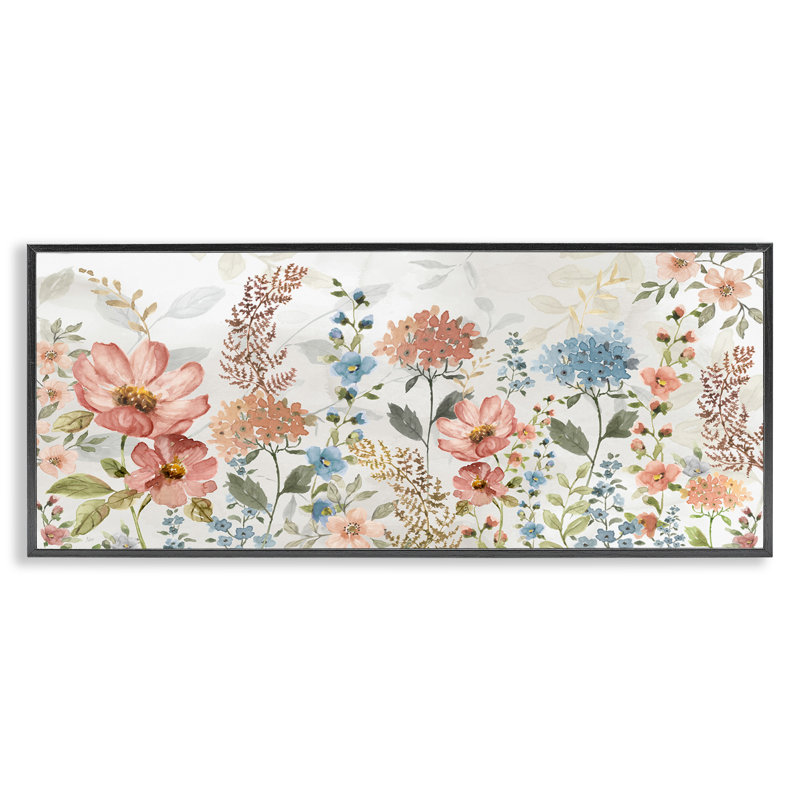 Az-392 - Fleurs printanières pastel encadrées par Nan Print, Giclée encadrée noir minuit, H 13 po x l 30 po x P 1,5 po