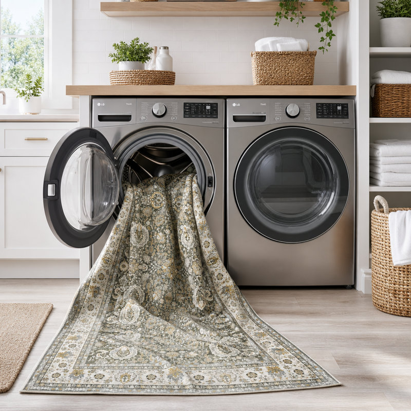 Oriental Machine Printed Area Rug, Rectangle 200.7cm × 274.3cm