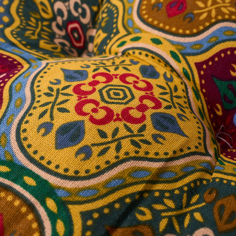 Square Tatami Seat Cushion, Yellow Turkish