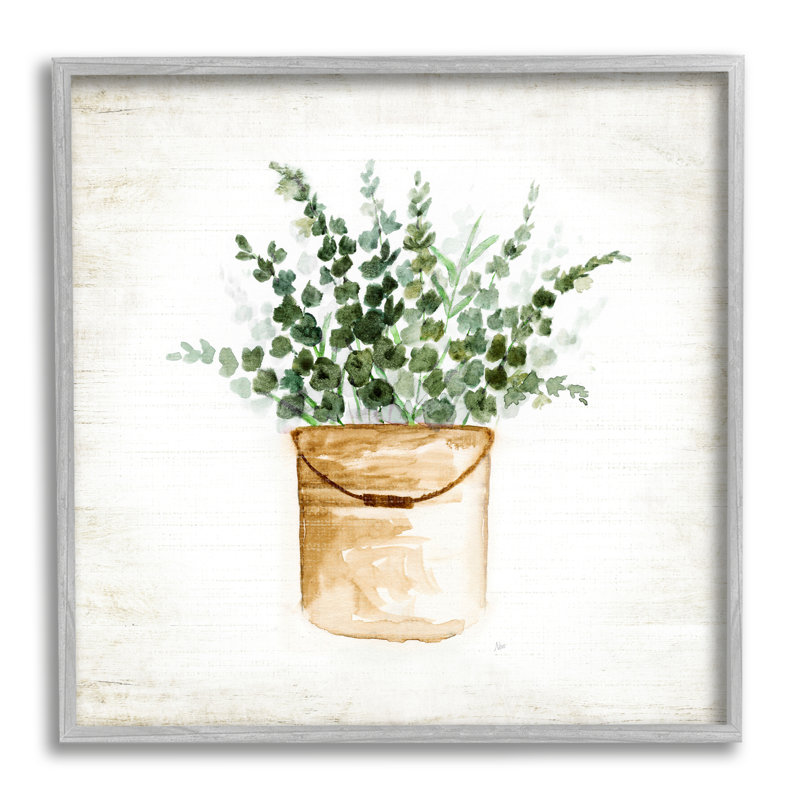 Bb-140-Pot à fleurs rustique en eucalyptus encadré sur bois par Nan Print, H 12 po x l 12 po x P 1,5 po