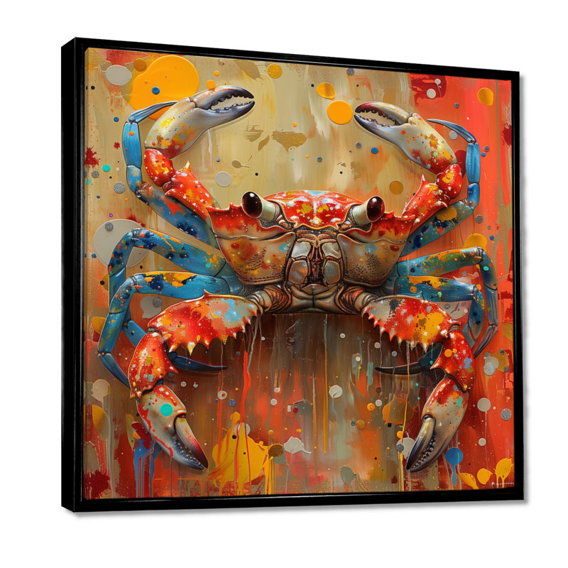 «Orange Jaune Cancer Constellation II - Astronomie Cancer», art mural, Toile avec cadre flottant noir