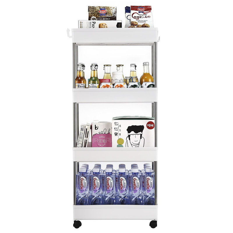 Chariot de rangement mobile 4 couches, H 34,5 po x l 16 po x P 8,7 po