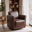 33" Wide Genuine Leather 360°Swivel Barrel Chair With Solid Wood Frame, No Assembly Required (Set of 2)-1427349599