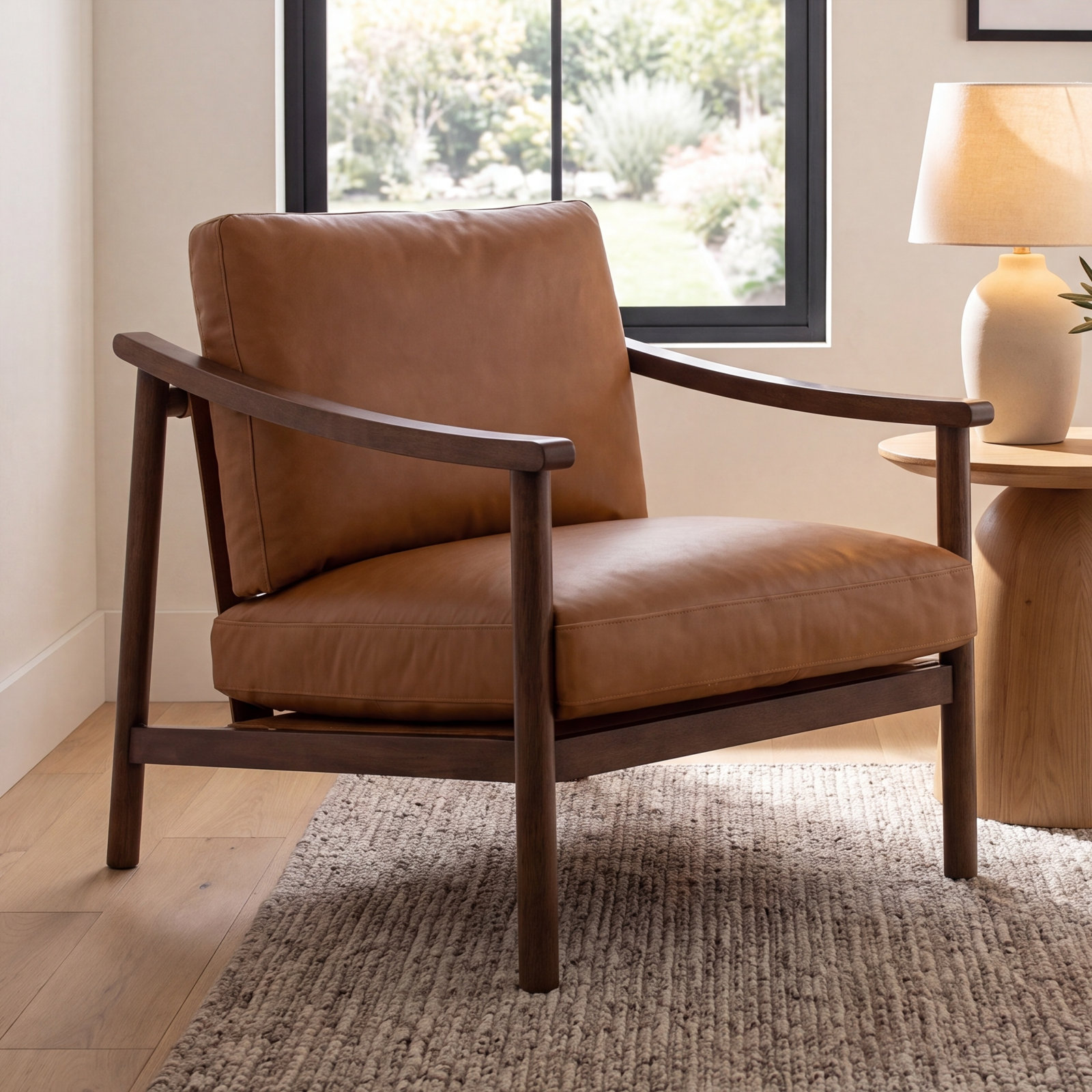 Genuine Leather Side Chair, Panama Tan
