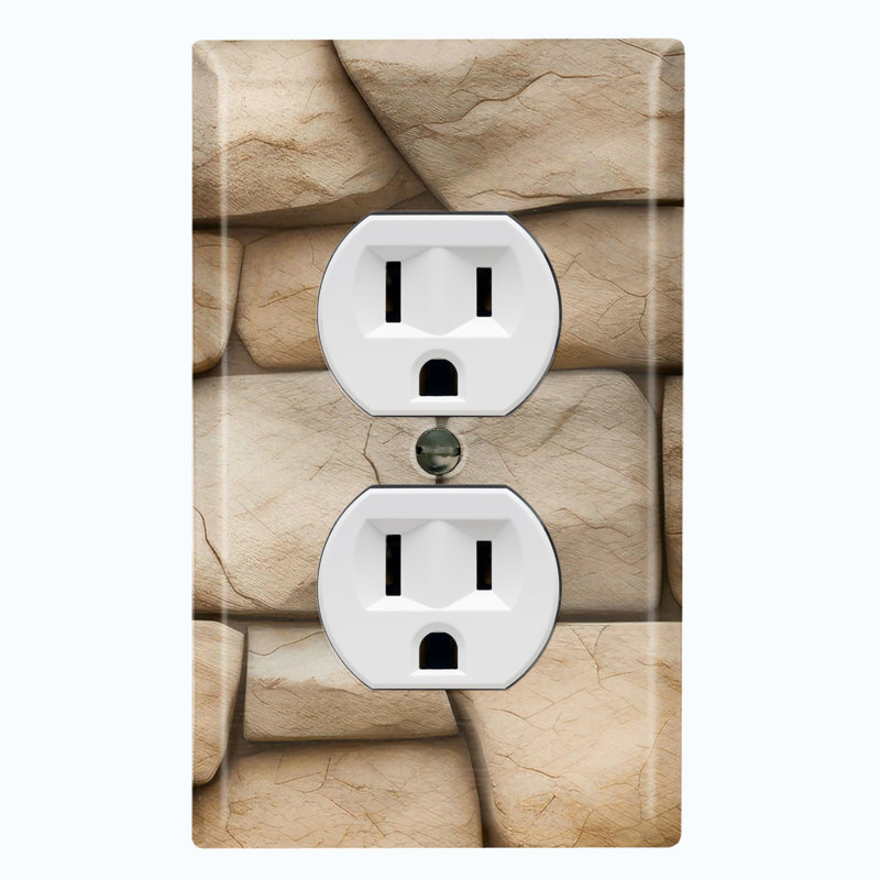 Natural Rustic Boulder Rock Print 1 - Gang Duplex Outlet Standard Wall Plate