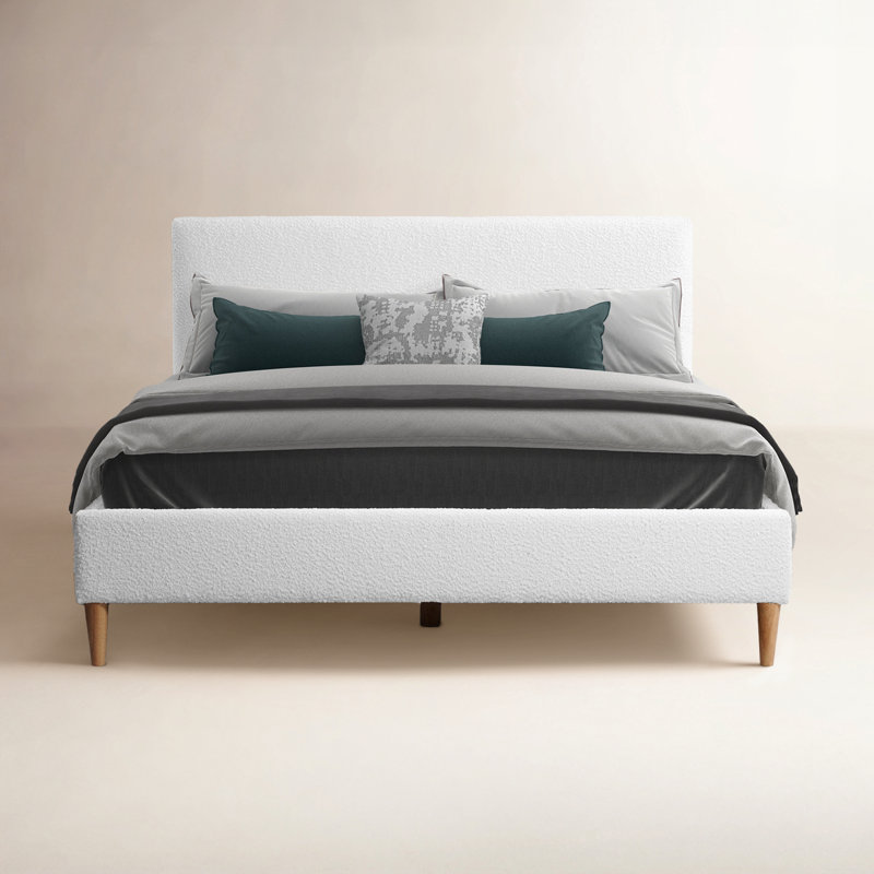 Tavi Ostromecky Boucle Platform Bed, Queen, White Boucle