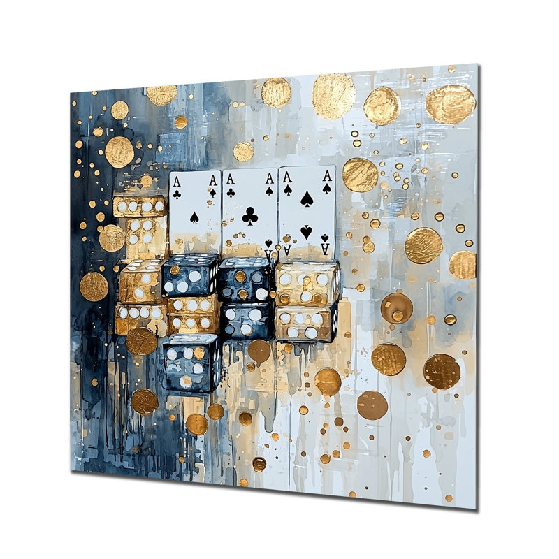 Casino Modern Baccarat Cards I - Entertainment Metal Art, Casino Metal Print, 36" H x 36" W