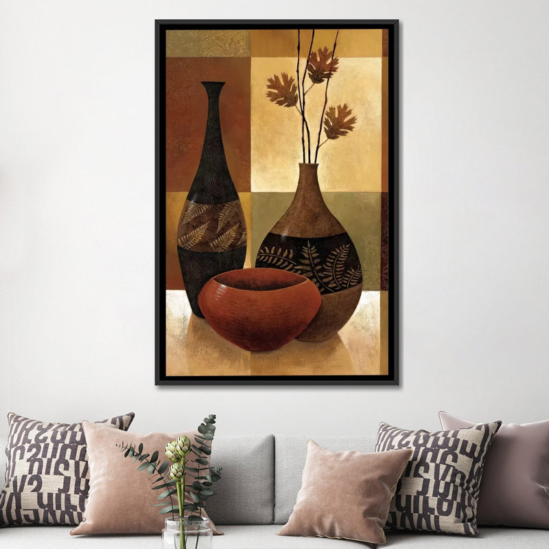 «Natures Patchwork II», impression sur toile, H 26 po x l 18 po x P 1,5 po, Toile avec cadre flottant noir, Pas de tapis