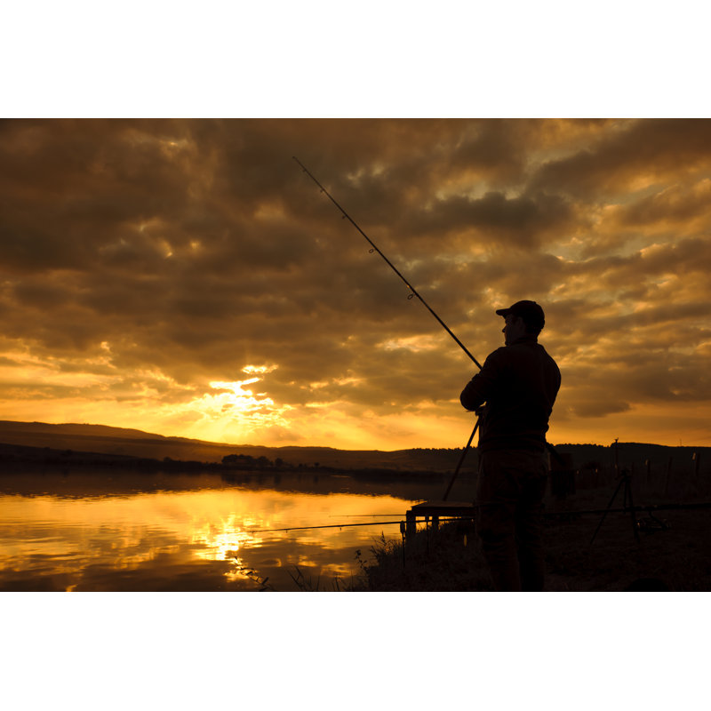 Fishing Silhouette by Stock_colors - No Frame Art Prints on Canvas, 81cm H x 122cm W