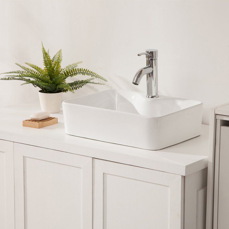 Lavabo de salle de bain rectangulaire en céramique blanche 19 "X15"
