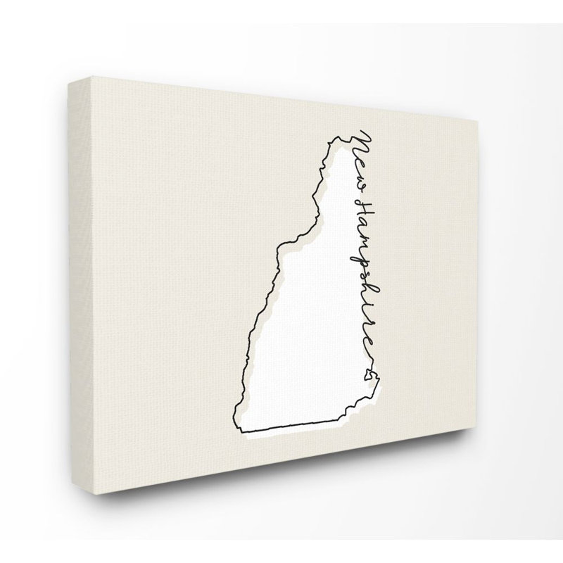 « new hampshire home state map neutral design », impression sur toile, Toile tendue, H 16 po x l 20 po