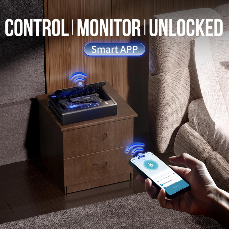 Pro Pistols Safe, Bedside Gun Box APP Fingerprints